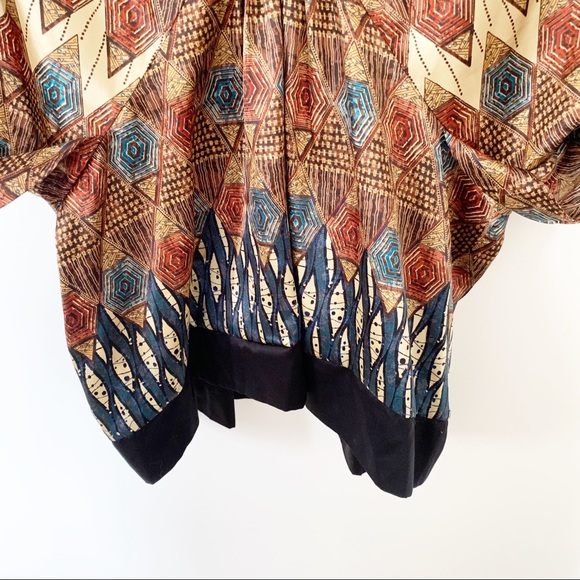 Allen B by Allen Schwartz Brown Printes Boho Kimono Blouse - Picture 2 of 7